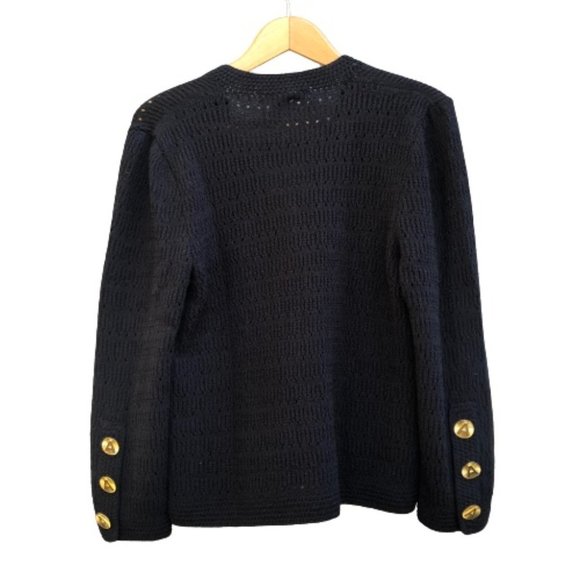 Vtg 70s ADOLFO New York Gold A Button Pointelle Knit ILGWU USA Cardigan Blazer - Picture 10 of 16